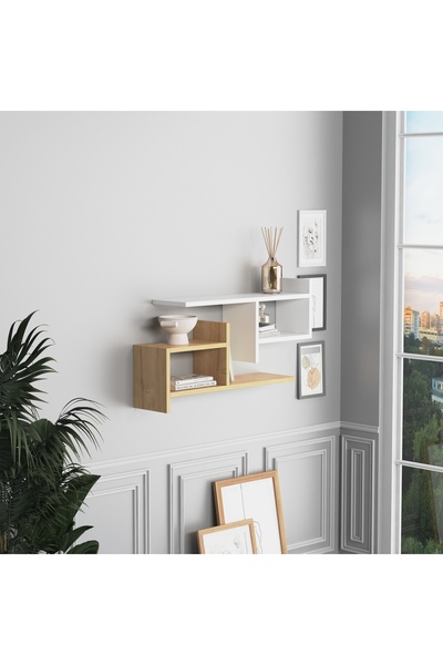 lagomood Hisar Plus Duvar Rafı Beyaz Meşe