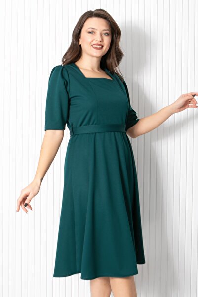 Fahima Belt Detail Evening Dress Emerald Fhm904