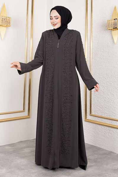 Tesettür Dünyası Λεπτομέρεια Wave Stone Abaya TSD250166 Anthracite