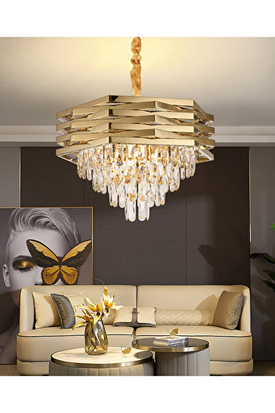 Apliqa Corde 50'Lik Gold Kaplamalı Kristal Avize