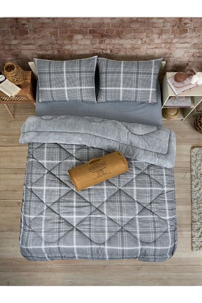 Sudemhome Double Lux Welsoft Elite Quilt - Soft Fleece and Pillowcase Sapphire Gray