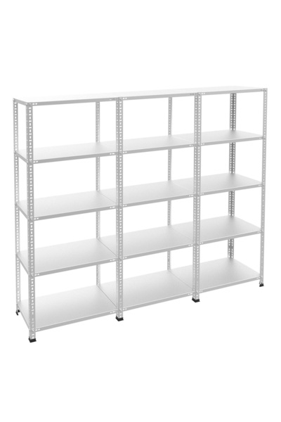 RafBurada 5 Katlı 3'lü Galvaniz Çelik Raf - Depo, Arşiv, Kiler, Dosya, Market...