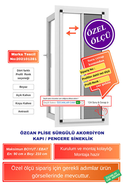 ÖZCAN 💥 90x210 Plise Sürgülü Sineklik Yaz Fırsatı! 🚪 Akordiyon Model Ahşap Çelik Pimapen Kapı