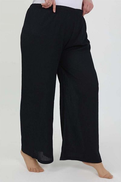 modaserdem Mdsrdm Women's Plus Size Wrinkled Trousers-Navy Blue