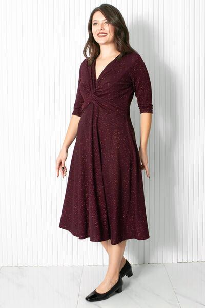 Modaviki فستان سهرة برباط لامع باللون البرقوقي MDV336