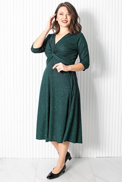 Modaviki Glittery Gathered Evening Dress Petrol MDV336