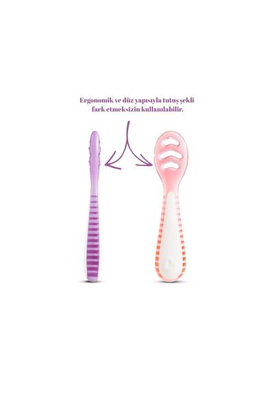 Munchkin ®   Gentle Dip ™   2-Piece Multi-Stage First Baby Spoon, 4 Months+ Pink/Purple, Unisex
