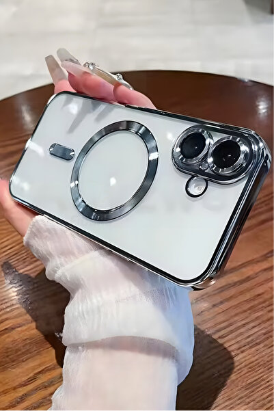 Fibaks İphone 16 Uyumlu Kılıf Kamera Lens Korumalı Magsafe Şarj Kilifi Şeffaf Renkli Yumuşak Kapak