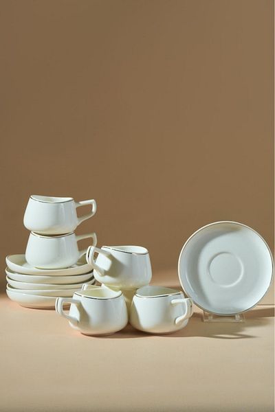 Karaca Hole Porzellan Kaffeetasse Set für 6 Personen 90ml