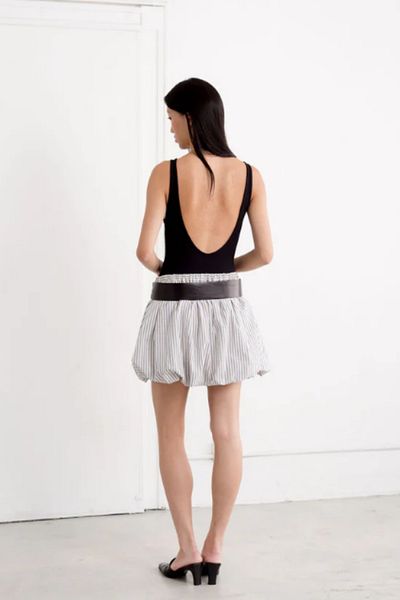 The Champ Clothing Fusta cu design mini cu tăietură cu balon, gri