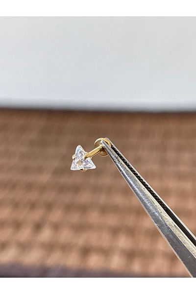 Rupen Kraft 316 L Surgical Steel Three-Point Zircon Stone Lip Helix Cartilage Tragus Piercing