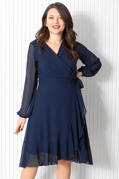 Fahima Βραδινό φόρεμα σιφόν με βολάν Navy Blue FHM914