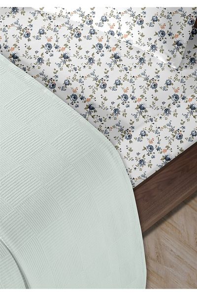 HomeBerry 100% Cotton Lidia Blue Double Pique Set 200 X 230 cm