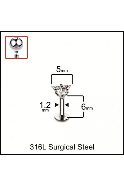 Rupen Kraft 316 L Surgical Steel Three-Point Zircon Stone Lip Helix Cartilage Tragus Piercing