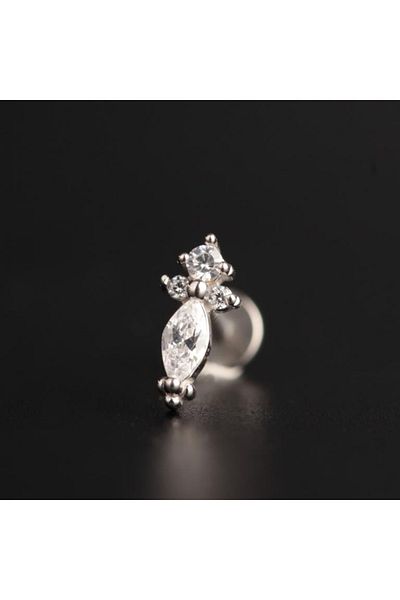 Rupen Kraft 316 L Surgical Steel Arma Zircon Stone Helix Tragus Lip Cartilage Piercing