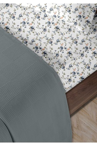HomeBerry 100% Cotton Lidia Indigo Single Pique Set 160 X 230 cm