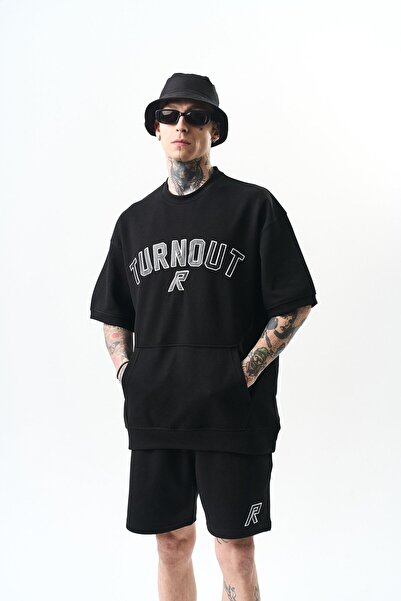 Respire Turnout Vezena Interlock O Oversize kroj Set kratkih hlača crne boje