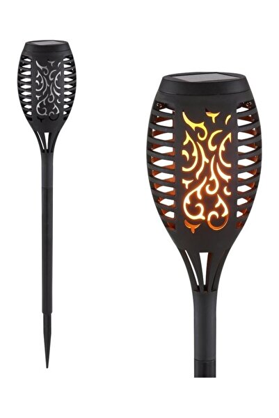 Jetcom 2 Adet Alev Efektli Solar Led Güneş Enerjili Bahçe Lambası Aydınlatması Armatür 50 Cm