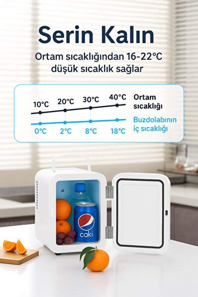 AstroAI Mini Buzdolabı 4L – Taşınabilir Sessiz Soğutucu (12V/220V, Raflı, Ev & Araç Kullanımı)