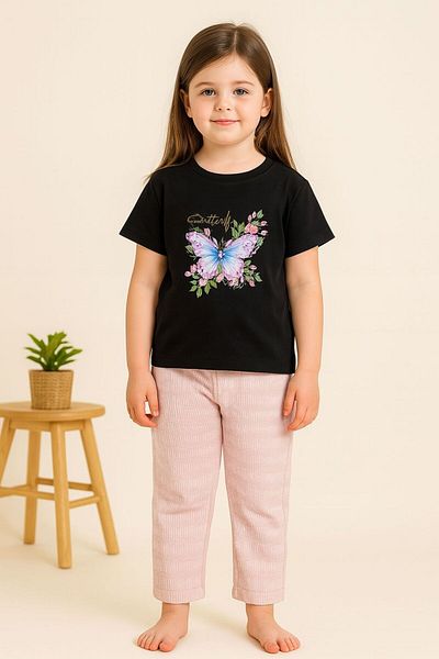 ÖRZİKİDS Summer Short-Sleeved Combed Cotton Pocket Pants Double Suit