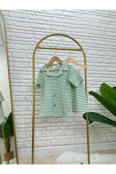 MİO Boy's Shirt and Shorts 2-Piece Set Green