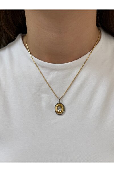 KİLİGİSTANBUL ÇELİK GOLD&GÜMÜŞ DAMLA KOLYE 40+5 CM