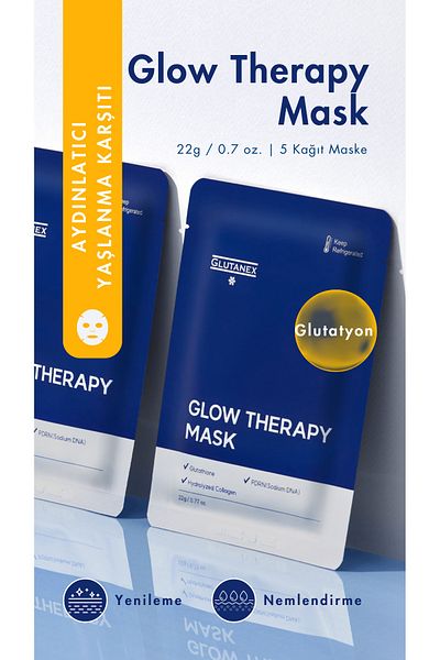 GLUTANEX 5 Pieces Glow Therapy Mask with Glutathione Anti-Aging Repair Pdrn Content