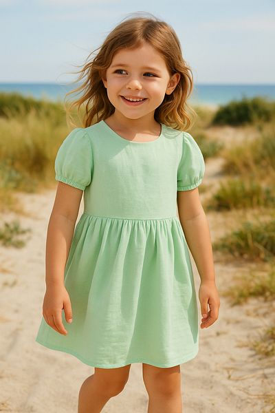 Hilal Akıncı Kids Cotton Linen Basic Dress