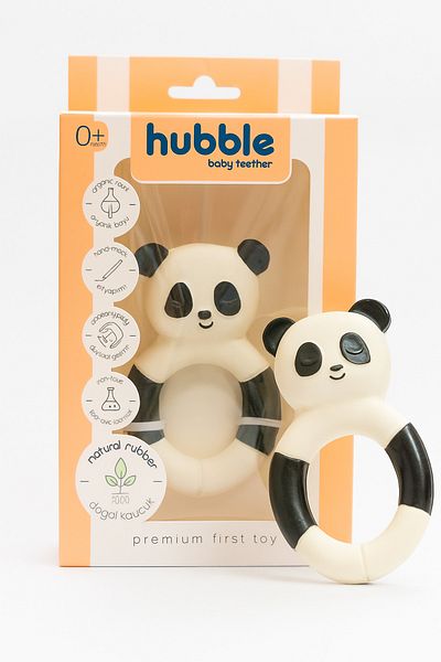Hubble Baby Teether and Toy - Panda Ring Shaped Teether (100% Natural Rubber)