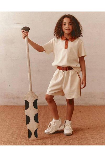 MİO Boy's Cotton Polo Neck Suit Beige