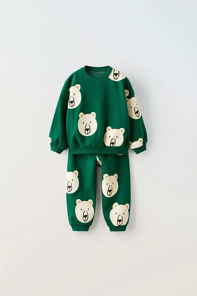 MİO Unisex 3 Thread Green Teddy Bear Suit Green
