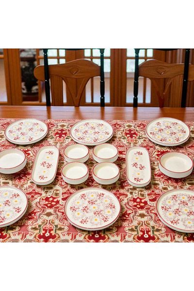 Noah Exclusive Flower Garden 14 Piece Luxury Breakfast Set for 6 People Breakfast Presentation Set