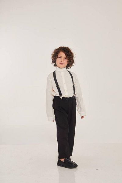 MİO Boy's Strap Shirt Suit Black