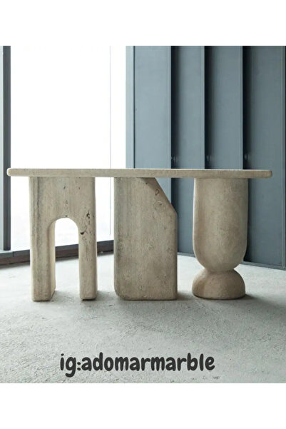 MKM MERMER TRAVERTEN MERMER DRESUAR, Şık ve Modern Konsol Masası, Antre İçin ...