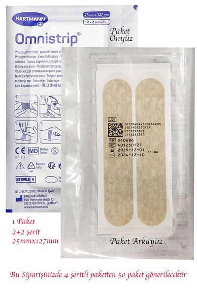 Hartmann Omnistrip Strip Strip Sewing Tape 25x127mm - 50 Pieces (1 Box)
