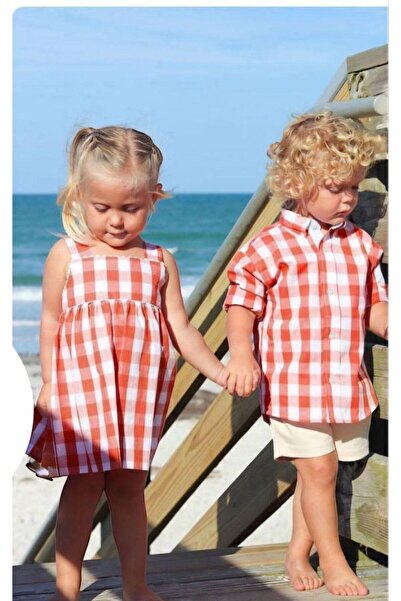 MİO Boy's Patterned Shirt Bermuda Shorts Top-Top Set Ecru