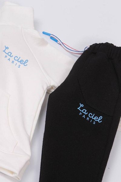 MİO Unisex 3 Thread Stand Collar Laciel Σετ Λευκό
