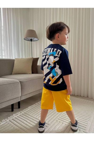 MİO Boy's Cotton T-Shirt and Shorts Set Orange