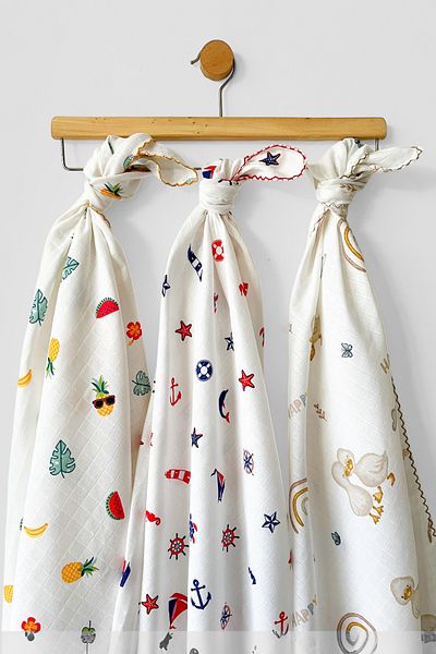 COOLMINIES Set of 3 Muslin Blankets - Newborn Baby Blanket, 100% Cotton, 80*90 cm