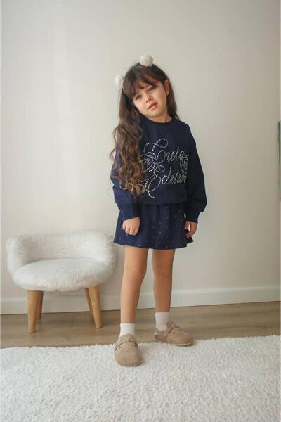 MİO Дівчачий комплект з синьою спідницею Синій