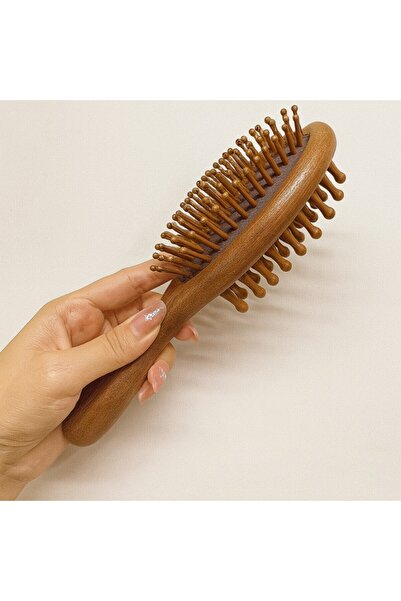 Sorendy 2 σε 1 Ξύλινη βούρτσα διπλής όψης για μασάζ τριχωτού κεφαλής και βούρ...