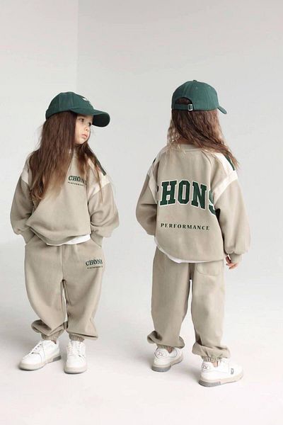 MİO Unisex Children's Winter Chons Slogan Cotton Sweatshirt Tracksuit Top and Bottom Set