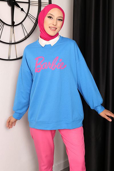 İmajButik Μπλούζα με στάμπα Barbie Saks Μπλε με δύο κλωστές