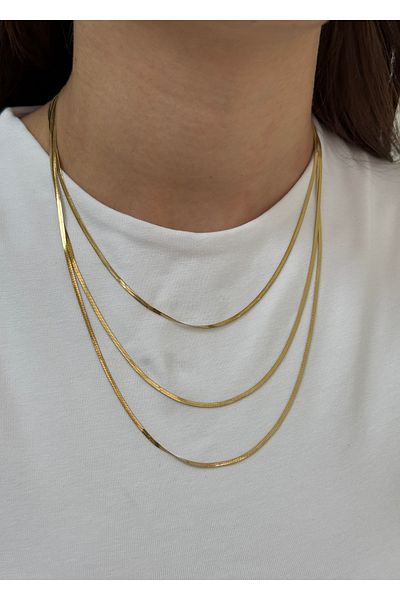 KİLİGİSTANBUL Steel 3-Piece Italian Chain ​​Necklace