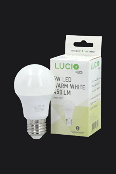 LUCİO مصباح LED E27 بقدرة 5 وات 3000 كلفن 450 لومن، أبيض دافئ