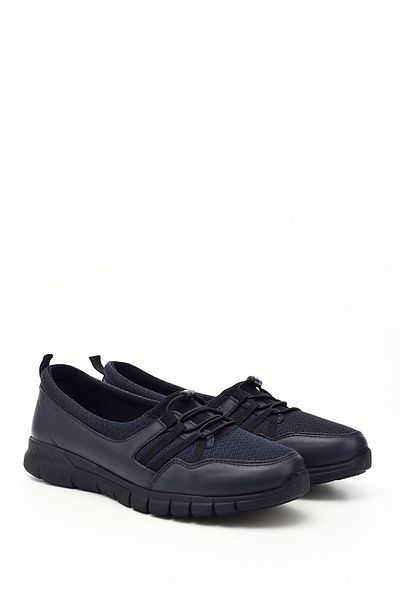 GÖNDERİ(R) Women / Girls Navy Blue Antique Wedge Sole Genuine Leather Comfort Shoes