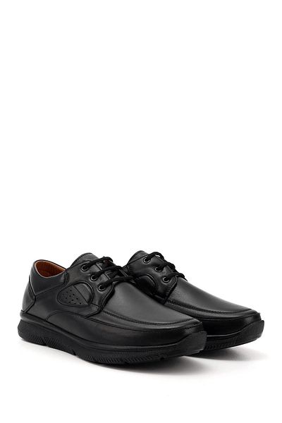 GÖNDERİ(R) Men's Black Lace-Up Genuine Leather Shoes