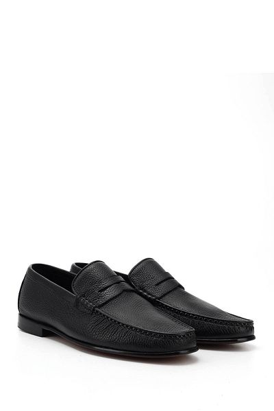 GÖNDERİ(R) Men's Black Leather Sole Genuine Leather Loafer Shoes