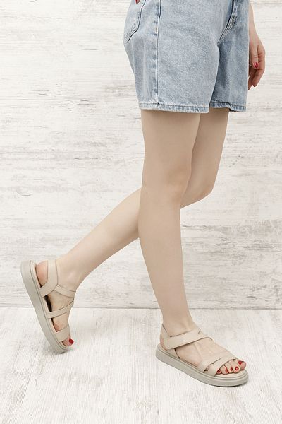 GÖNDERİ(R) Γυναικεία / Κορίτσια Μπεζ Velcro Strap Γνήσιο Δέρμα Comfort Σανδάλια