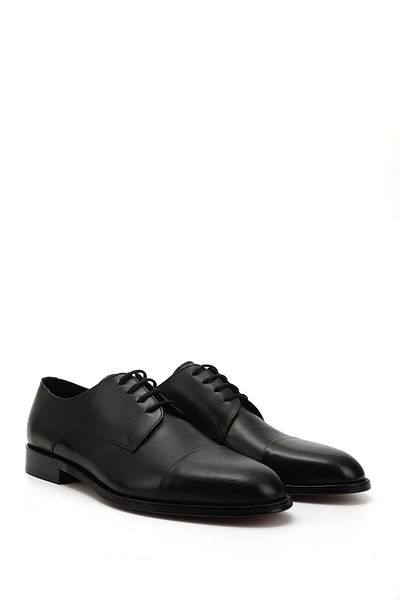 GÖNDERİ(R) Men's Black Laced Leather Sole Genuine Leather Classic Shoes
